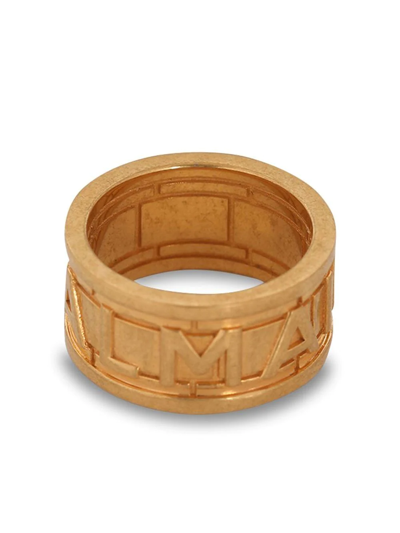 Balmain Logo-debossed Hammered Ring In Or