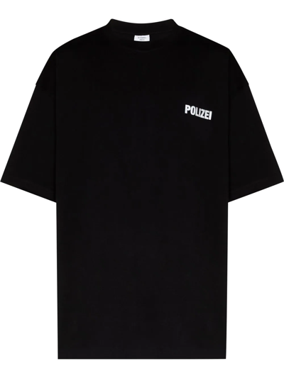 Vetements Polizei Print Cotton Jersey T-shirt In Black