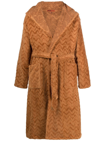Missoni Zigzag-pattern Bath Robe In Brown