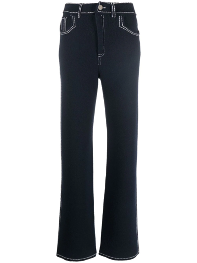 Barrie High-rise Wide-leg Trousers In Blue