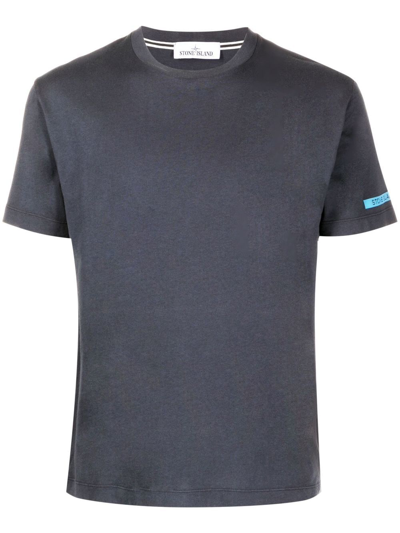 Stone Island Logo Print Short-sleeve T-shirt In Blue