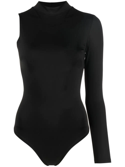 Alchemy X Lia Aram One-shoulder High-neck Bodysuit In Black