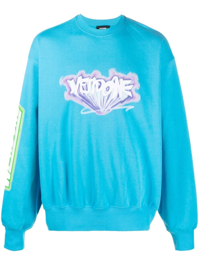 We11 Done We11done Graffiti Logo Sweatshirt In Light Blue