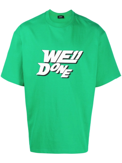 We11 Done Logo-print Short Sleeve T-shirt In Green