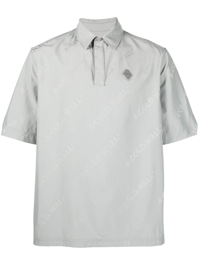 A-cold-wall* Logo-print Short-sleeve Polo Shirt In Light Grey
