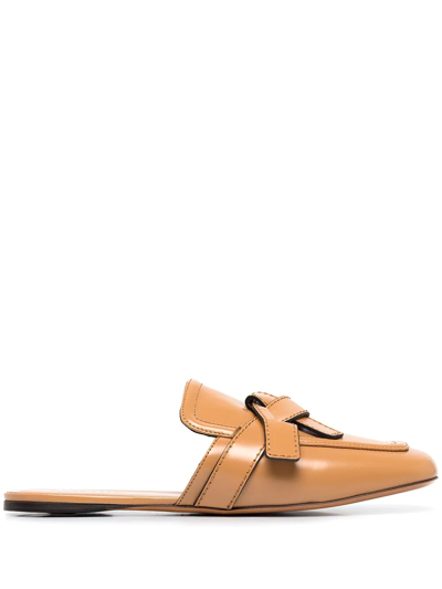 Loewe Low Gate Mules In Light Brown Leather In Nude & Neutrals