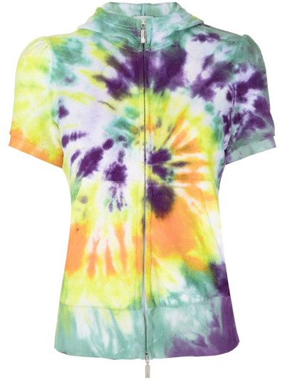 Stain Shade Tie-dye Short-sleeve Hoodie In 彩色