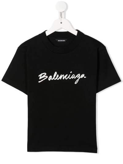 Balenciaga Logo-print Short-sleeve T-shirt In Black