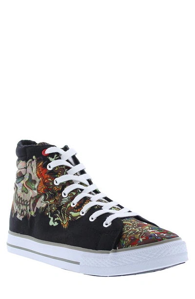 Ed Hardy Men's Still Life High Top Sneakers Men's Shoes In Black