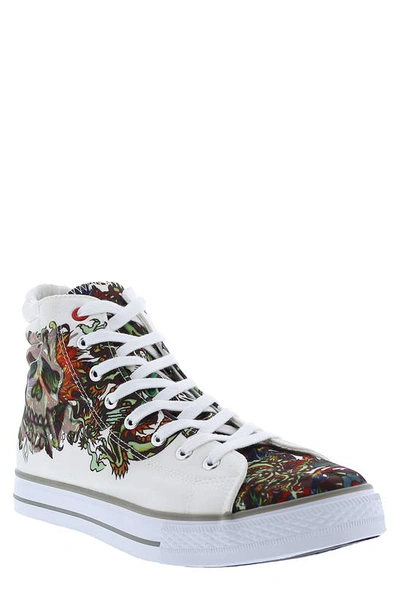 Ed Hardy Men's Still Life High Top Sneakers In White