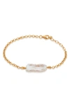Monica Vinader Womens White Nura Biwa Pearl And 18ct Gold-plated Vermeil Sterling Silver Bracelet 1size In Yellow Gold