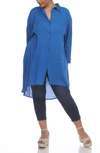 Boho Me High/low Button-down Shirt In Lapis Blue