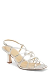 Aeyde Celia Strappy Sandal In Laminated Silver