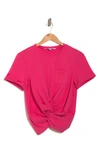 Walter Baker Camilla Twist-front Cotton-blend Top In Hot Pink