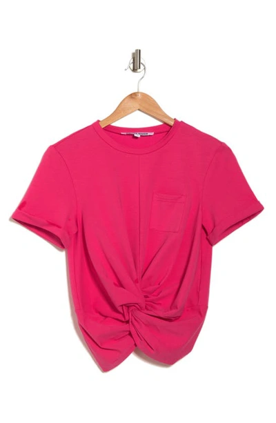 Walter Baker Camilla Twist-front Cotton-blend Top In Hot Pink