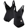 TOMMY BAHAMA TOMMY BAHAMA BLACK PITTSBURGH STEELERS PEARL CLARA WRAP ONE-PIECE SWIMSUIT