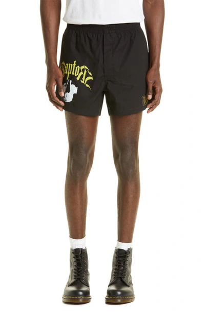 Raf Simons Graphic-print Brand-patch Cotton Boxer Shorts In Black