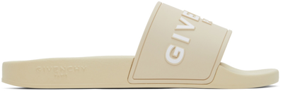 Givenchy Men's Logo Slide Sandals In Light Beige