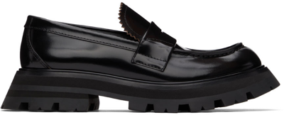 Alexander Mcqueen Glossed-leather Exaggerated-sole Loafers In Black