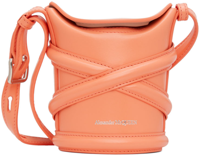 Alexander Mcqueen Micro The Curve Leather Crossbody Bag In Apricot