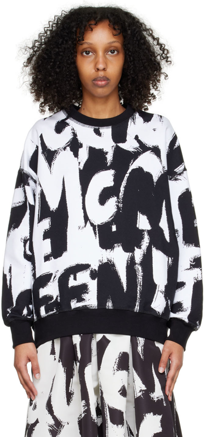 Alexander Mcqueen Woman Mcqueen Graffiti Sweatshirt In Black And White