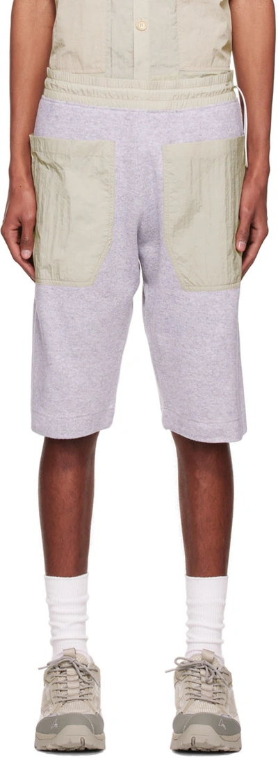Arnar Mar Jonsson Contrast-pocket Drop-crotch Shorts In Grey