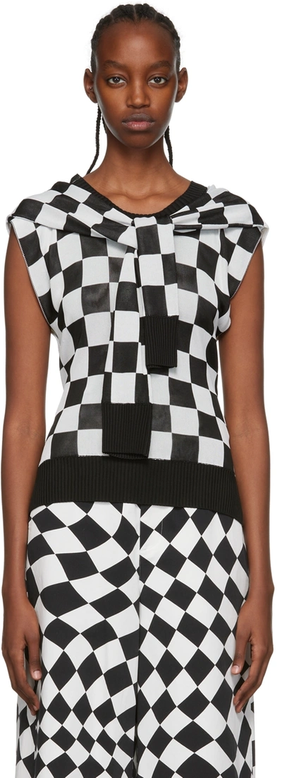 Mm6 Maison Margiela White Viscose Sweater In 002f Black/white