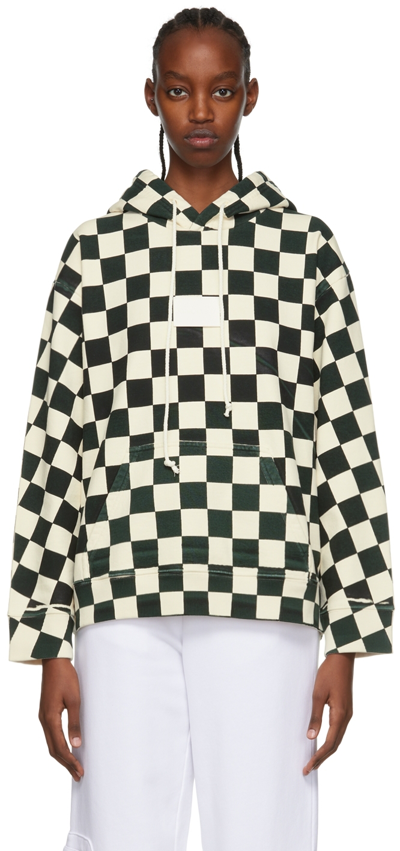 Mm6 Maison Margiela Check Printed Drawstring Hoodie In Multi