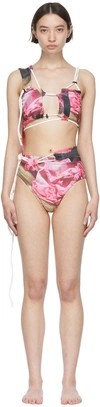 Ottolinger Pink & Brown Laced Bikini Top In End Of Tales By Luci