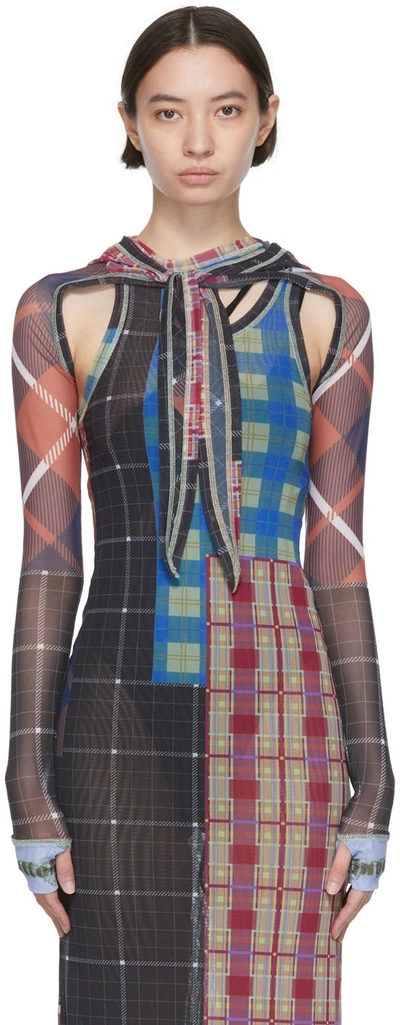 Ottolinger Multicolor Recycled Polyester Hoodie In Tartan