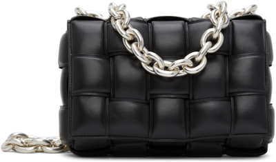 Bottega Veneta Black Padded Chain Cassette Bag In 1229 Black/silver