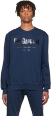 Alexander Mcqueen Mcqueen Graffiti Sweatshirt In Blue
