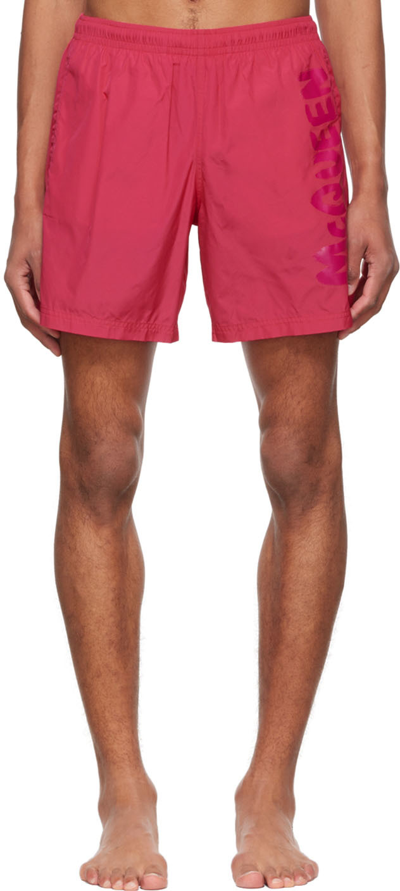 Alexander Mcqueen Mcqueen Graffiti Swim Shorts In Fuxia/pink