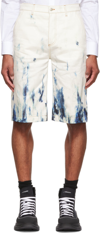 Alexander Mcqueen White Denim Shorts In 4005 Blue Sky