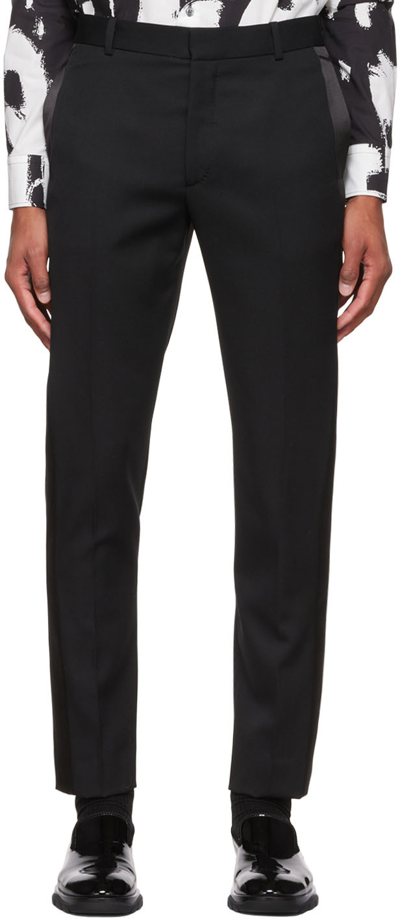Alexander Mcqueen Slim-fit Pleated Wool And Mohair-blend Suit Trousers In Black