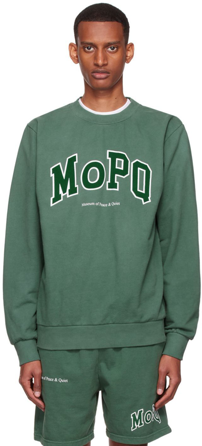 Museum Of Peace And Quiet University Logo-print Cotton-jersey Sweatshirt In Green