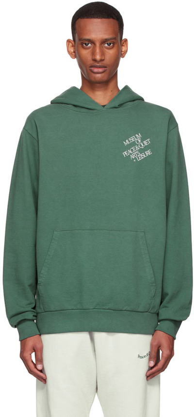 Museum Of Peace And Quiet Green Cotton Hoodie In Forest