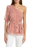 Gibsonlook One Shoulder Blouse In Rust Ditsy