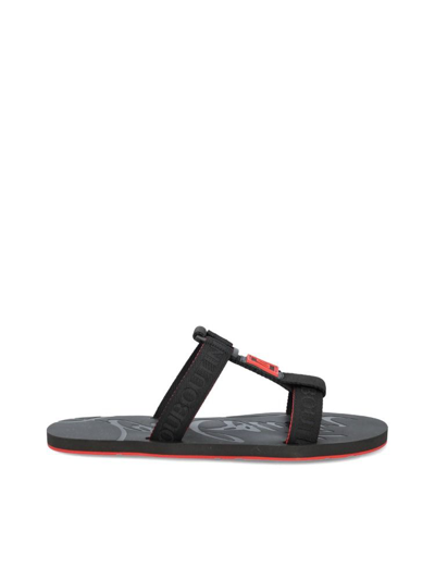 Christian Louboutin Men's Leather Red-sole Strap Sandals In Black