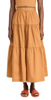 Staud Tiered High-waisted Skirt In Honey