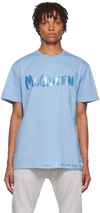 Alexander Mcqueen Man Light Blue Mcqueen Graffiti T-shirt In 0913sky Blu