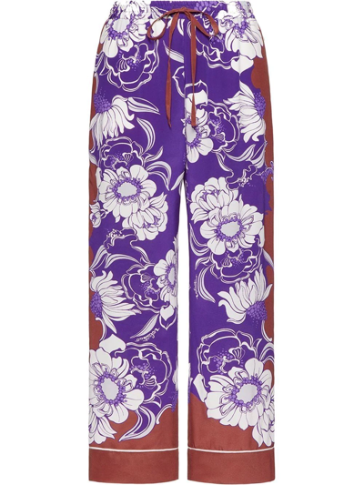 Valentino "flowers Daisyland" Trousers In Purple