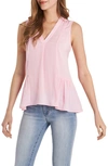 Vince Camuto Sleeveless Rumple Ruffle Blouse In Pink Iris