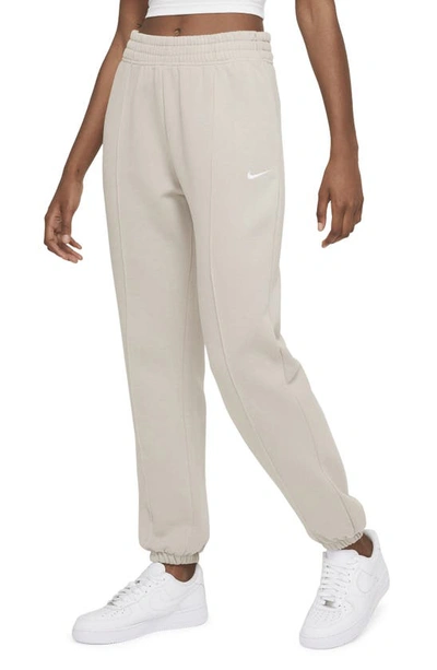 Nike Sportswear Essential Fleece Pants In Cream/ White