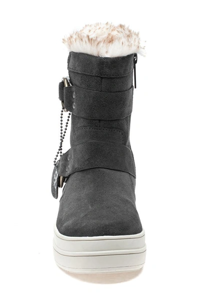 Jslides Nelly Water Resistant Faux Fur Boot In Dk Grey Suede Dgsw5