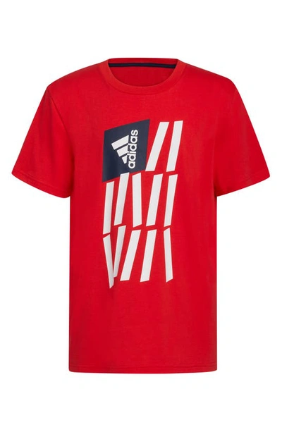 Adidas Originals Kids' Americana Cotton Graphic Tee In Vivid Red