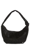 Olga Berg Jessica Crystal Croissant Bag In Black
