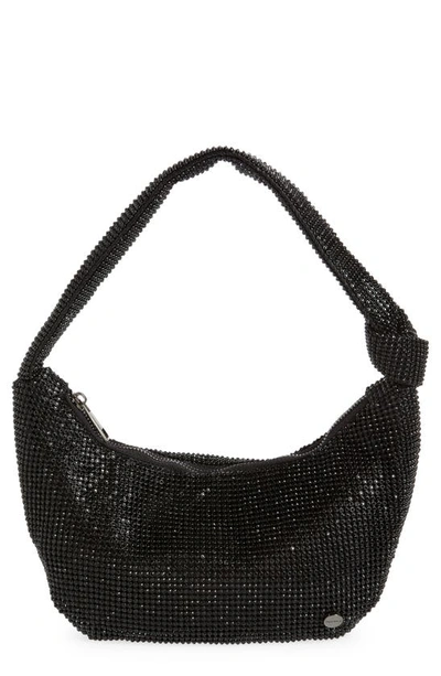 Olga Berg Jessica Crystal Croissant Bag In Black