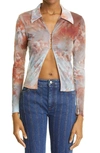 PALOMA WOOL FLOAT ANGEL PRINT SEMISHEER ORGANIC COTTON BLEND BLOUSE