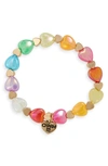 Charm It Rainbow Heart Bead Stretch Bracelet In Multi